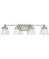 Hinton 4-Light Clear Seeded Glass Farmhouse Bath Vanity Light Brushed Nickel