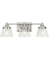 Hinton 3-Light Clear Seeded Glass Farmhouse Bath Vanity Light Brushed Nickel