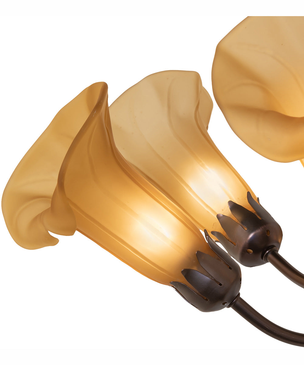 24" Wide Amber Tiffany Pond Lily 7 Light Chandelier