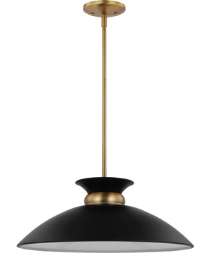Perkins 1-Light Pendant Matte Black / Burnished Brass
