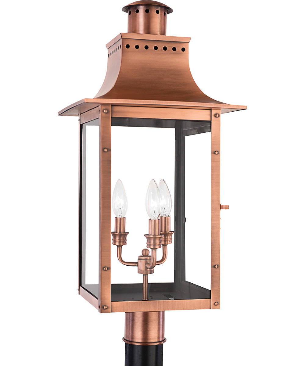 Chalmers Large 3-light Outdoor Post Light Aged Copper