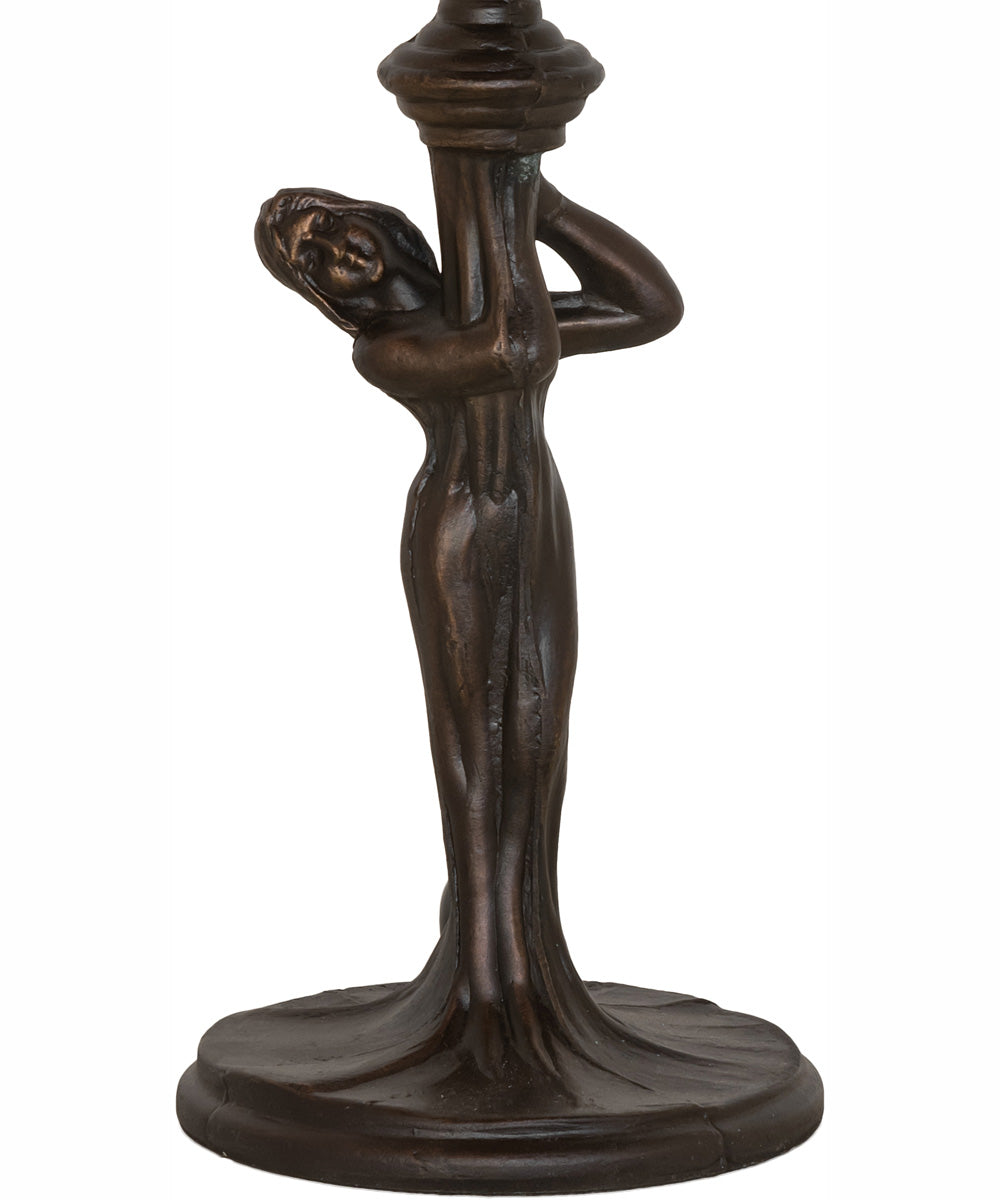 15" High White Tiffany Pond Lily Nouveau Lady Accent Lamp