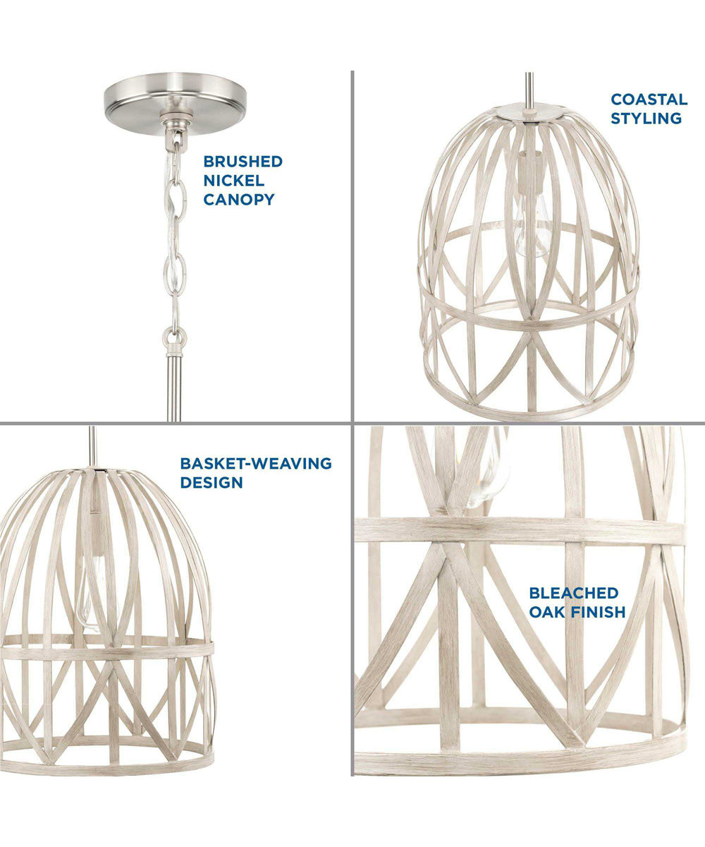 Chastain  1-Light Basket Farmhouse Pendant Light Bleached Oak