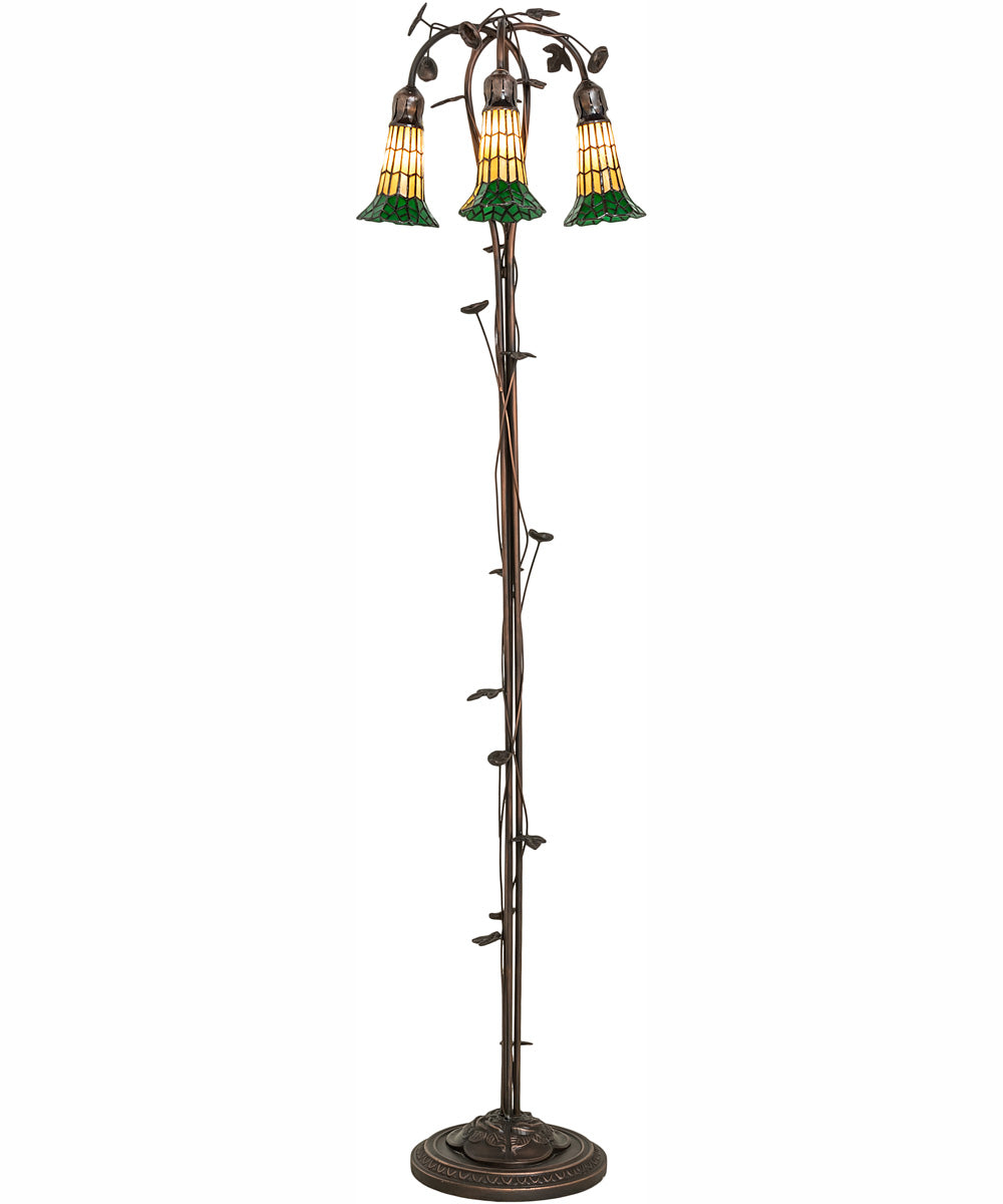58" High Stained Glass Pond Lily 3 Light Floor Lamp