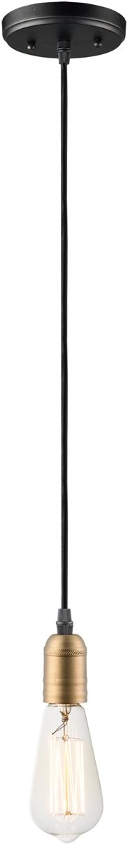5"W Early Electric 1-Light Pendant Black / Antique Brass