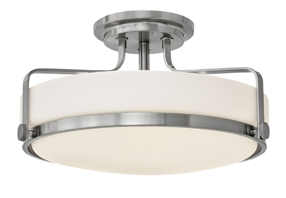 18"W Harper 3-Light Semi Flush Mount in Brushed Nickel