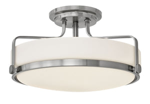 18"W Harper 3-Light Semi Flush Mount in Brushed Nickel