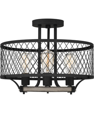 Benton 3-light Semi Flush Mount Distressed Iron