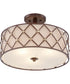 Brown Lattice Large 3-light Semi Flush Mount Copper Canyon