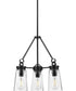Stockbrace 3-Light Clear Glass Farmhouse Style Chandelier Light Matte Black