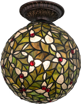 9"W Holly Ball Semi-Flushmount