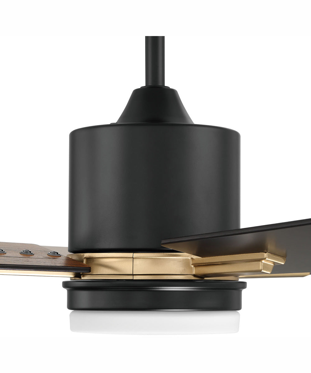 52" Teana 1-Light Ceiling Fan Flat Black/Satin Brass