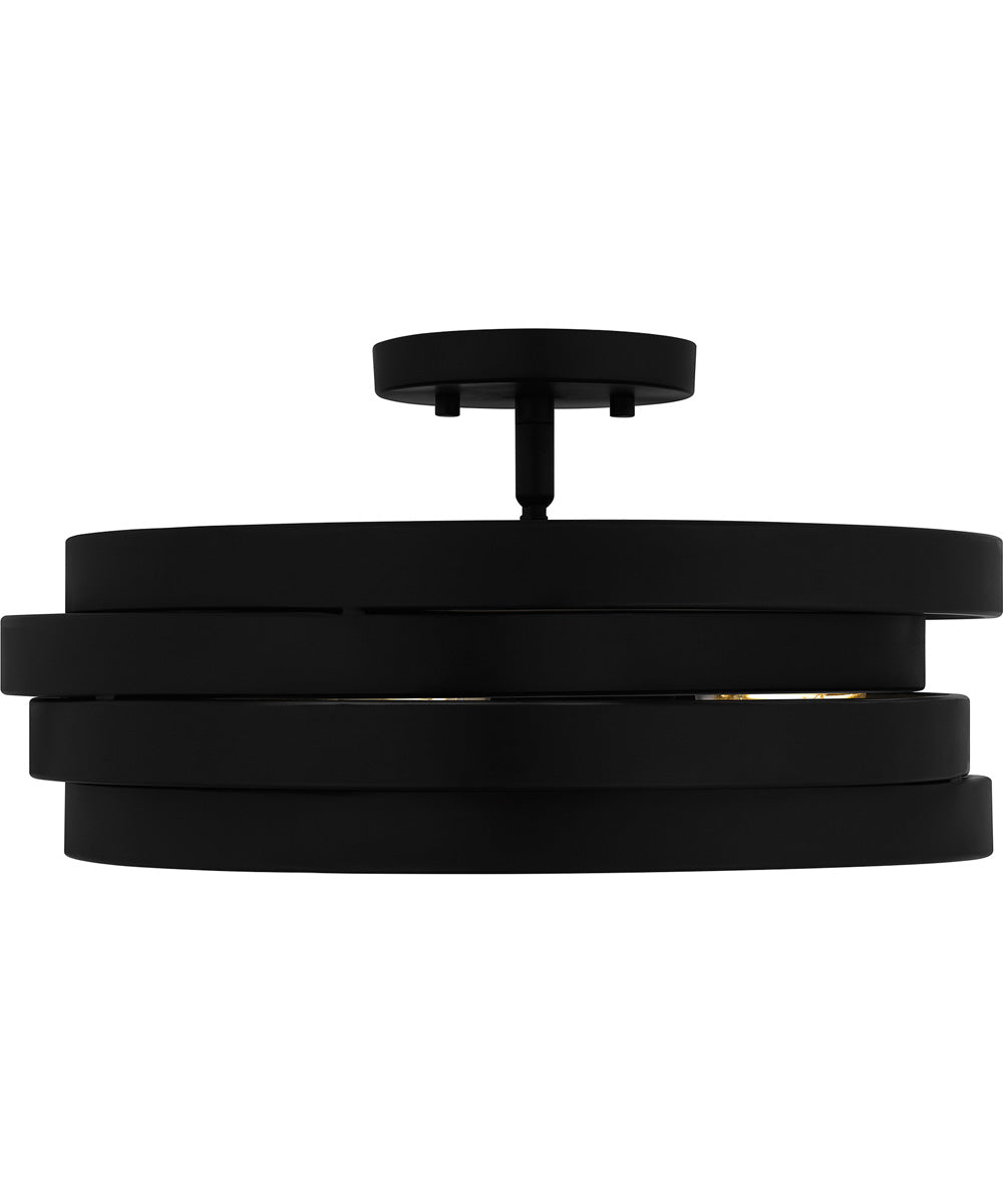 Quoizel Semi-Flush Mount Medium 3-light Semi Flush Mount Matte Black