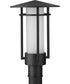 Exton 1-Light Etched Seeded Glass Modern Style Outdoor Post Lantern Textured Black