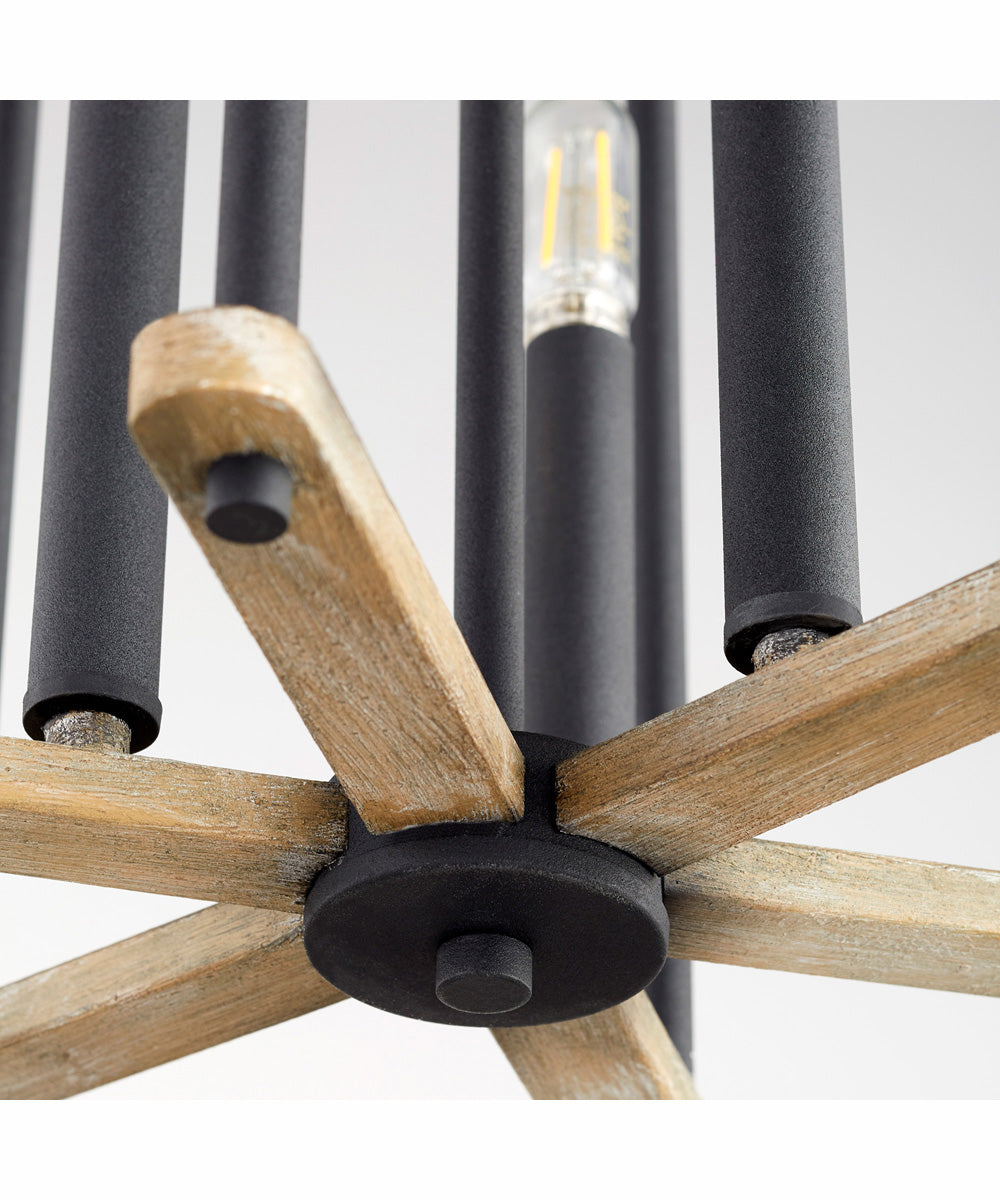 Silva 3-light Entry Foyer Hall Chandelier Textured Black w/ Weathered Oak Finish