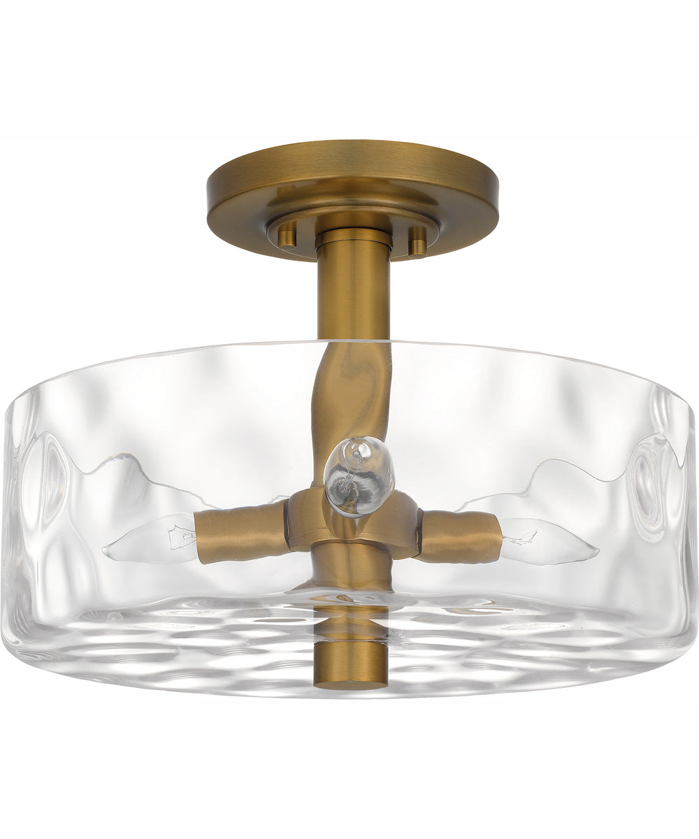 Quoizel Semi-Flush Mount Medium 3-light Semi Flush Mount Aged Brass