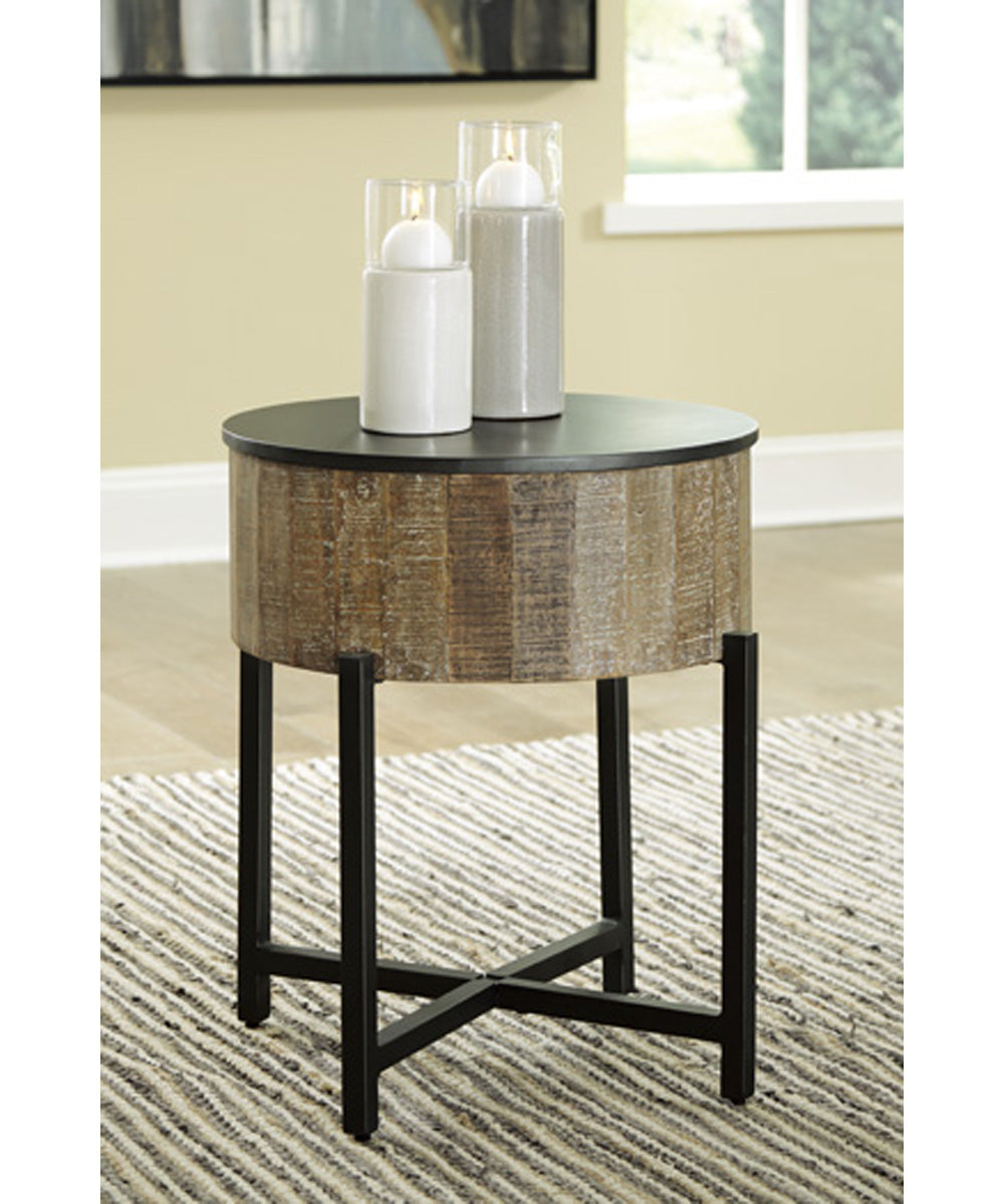 24"H Nashbryn Round End Table Gray/Brown