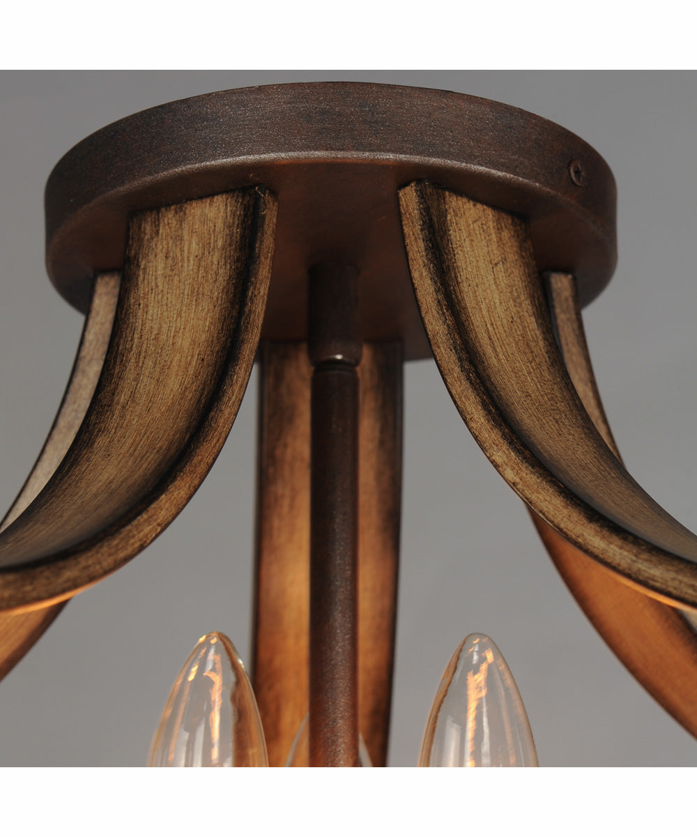 Basque 3-Light Semi-Flush Mount Driftwood/Anthracite