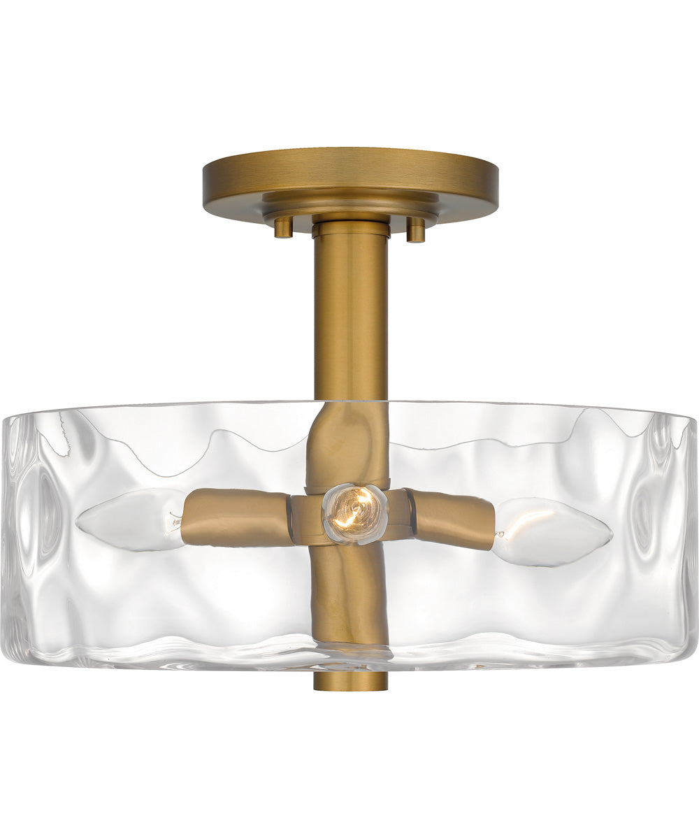 Quoizel Semi-Flush Mount Medium 3-light Semi Flush Mount Aged Brass