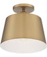 10"W Motif 1-Light Close-to-Ceiling Brushed Brass / White Accents