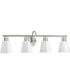 Ashford 4-Light Opal Glass Farmhouse Style Bath Vanity Wall Light Brushed Nickel