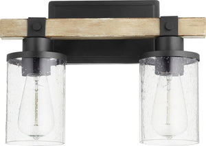 14"W Alpine 2-light Bath Vanity Light Noir w/ Driftwood finish