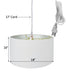 1 Light Swag Plug-In Pendant 18"w White Linen Shade, 17' White Cord