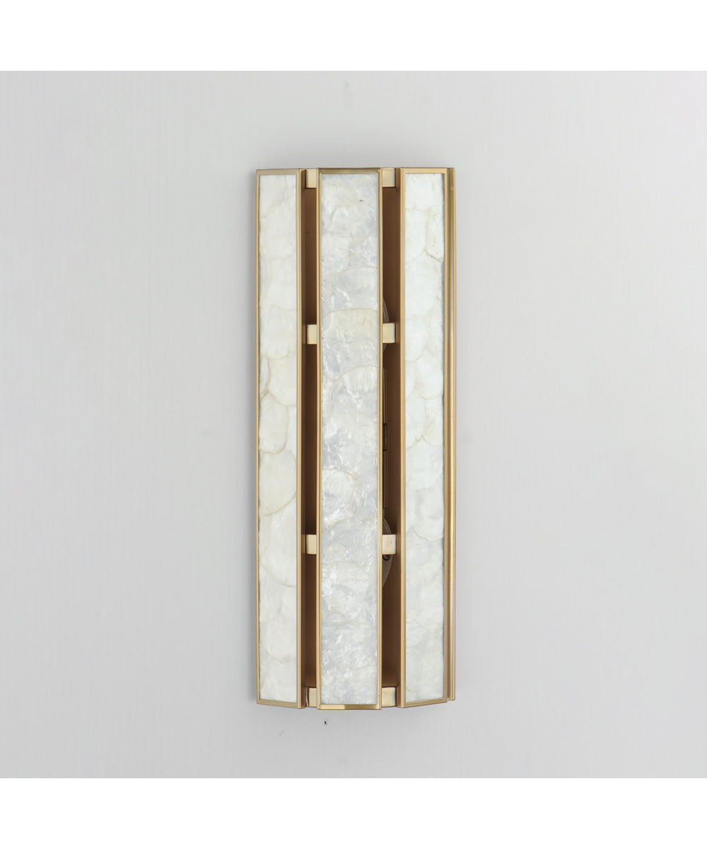 Miramar 2-Light Wall Sconce Capiz / Natural Aged Brass