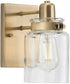 Calhoun  1-Light Clear Glass Farmhouse Bath Vanity Light Vintage Brass