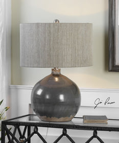 24"H Vardenis Gray Ceramic Lamp