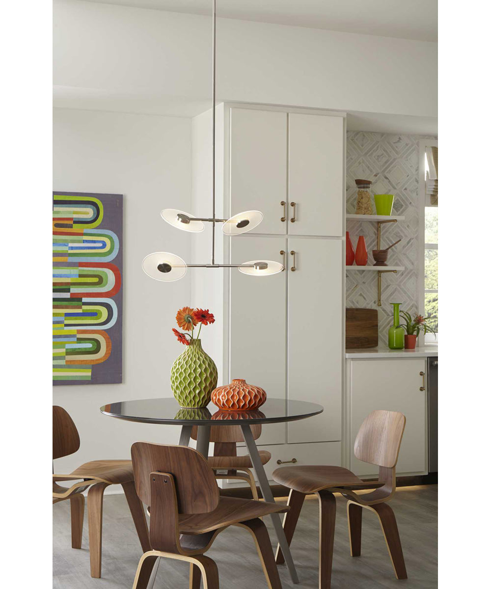 Spoke LED 4-Light Modern Style Hanging Chandelier Light Brushed Nickel