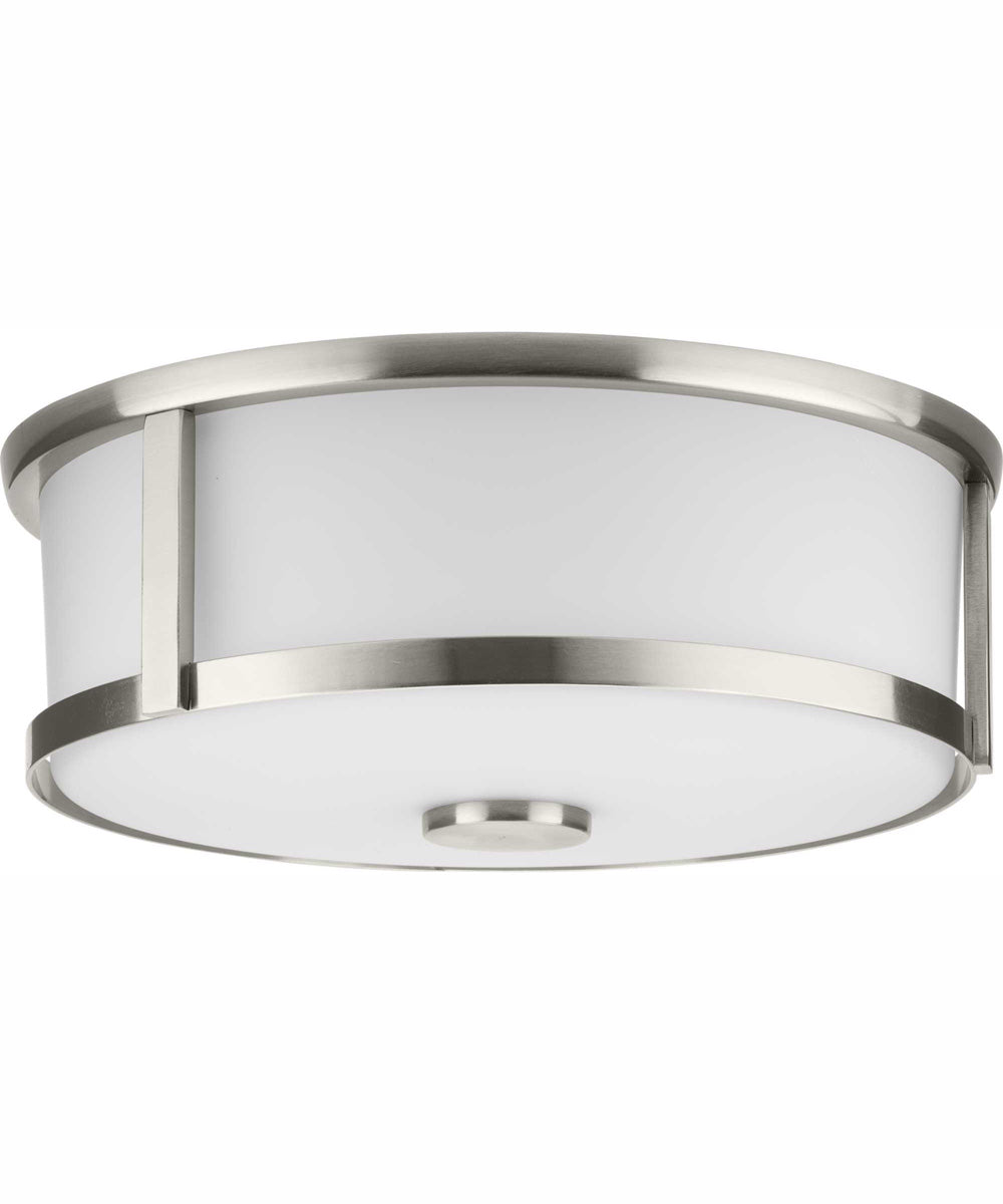 Gilliam 12--5/8 in. 2-Light New Traditional Flush Mount Brushed Nickel
