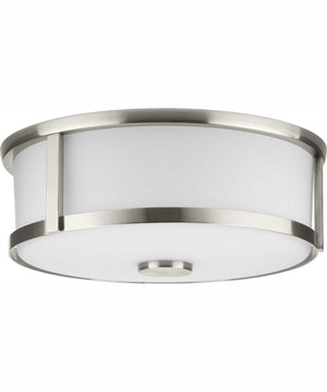 Gilliam 12--5/8 in. 2-Light New Traditional Flush Mount Brushed Nickel