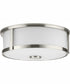 Gilliam 12--5/8 in. 2-Light New Traditional Flush Mount Brushed Nickel