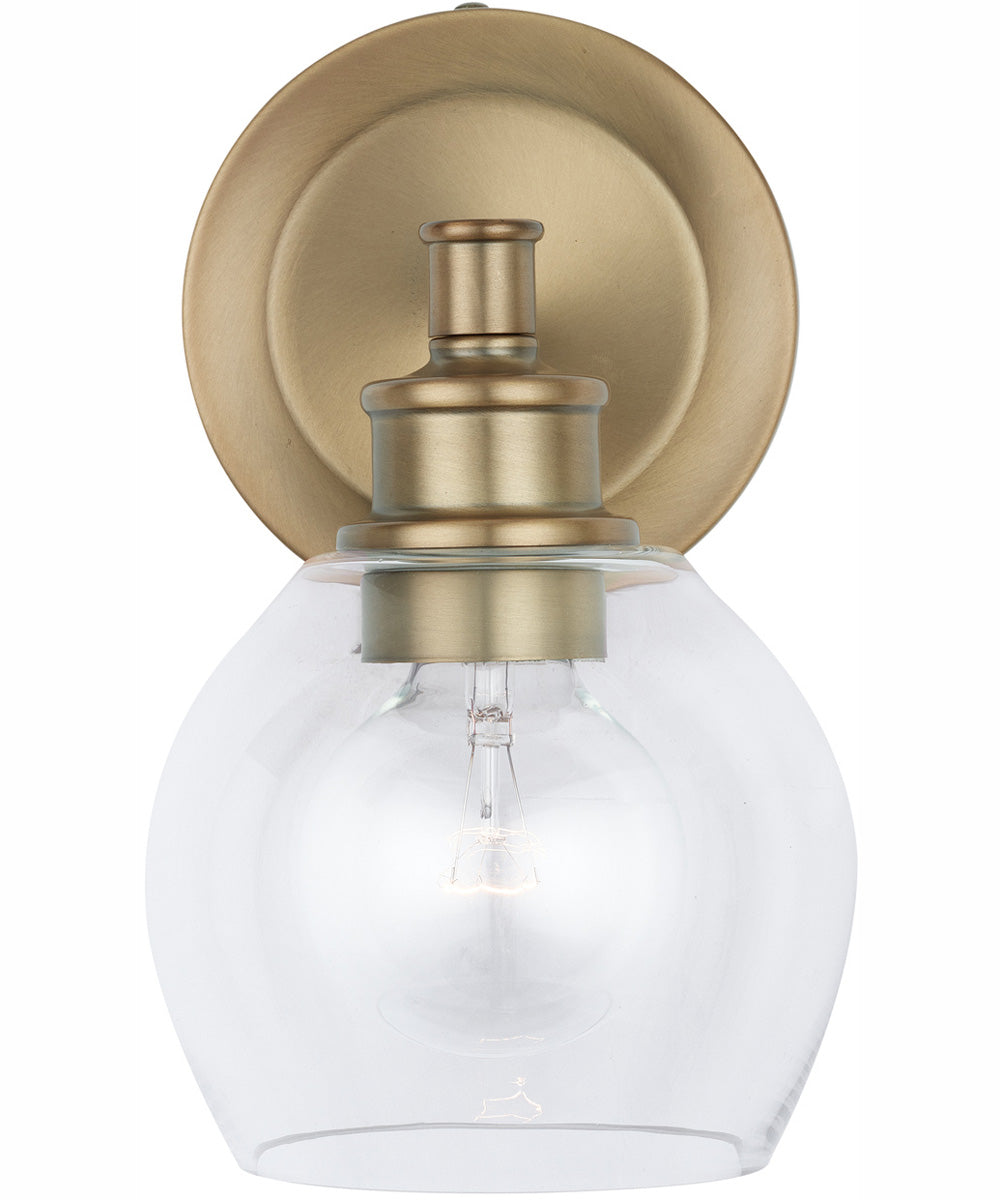 Mid Century 1-Light Sconce Aged Brass