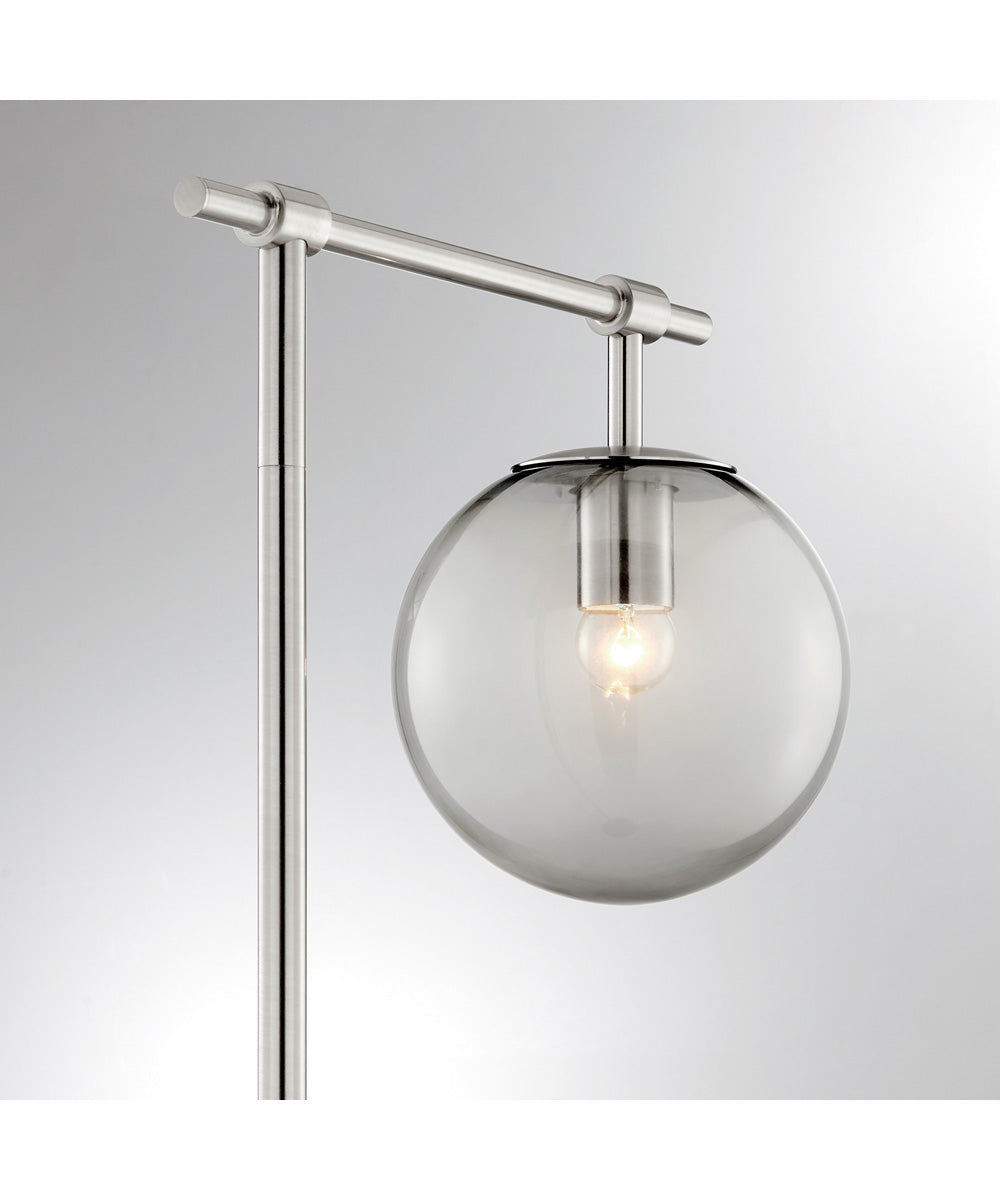 Lencho 1-Light Floor Lamp Brushed Nickel/Smoke Glass Shade