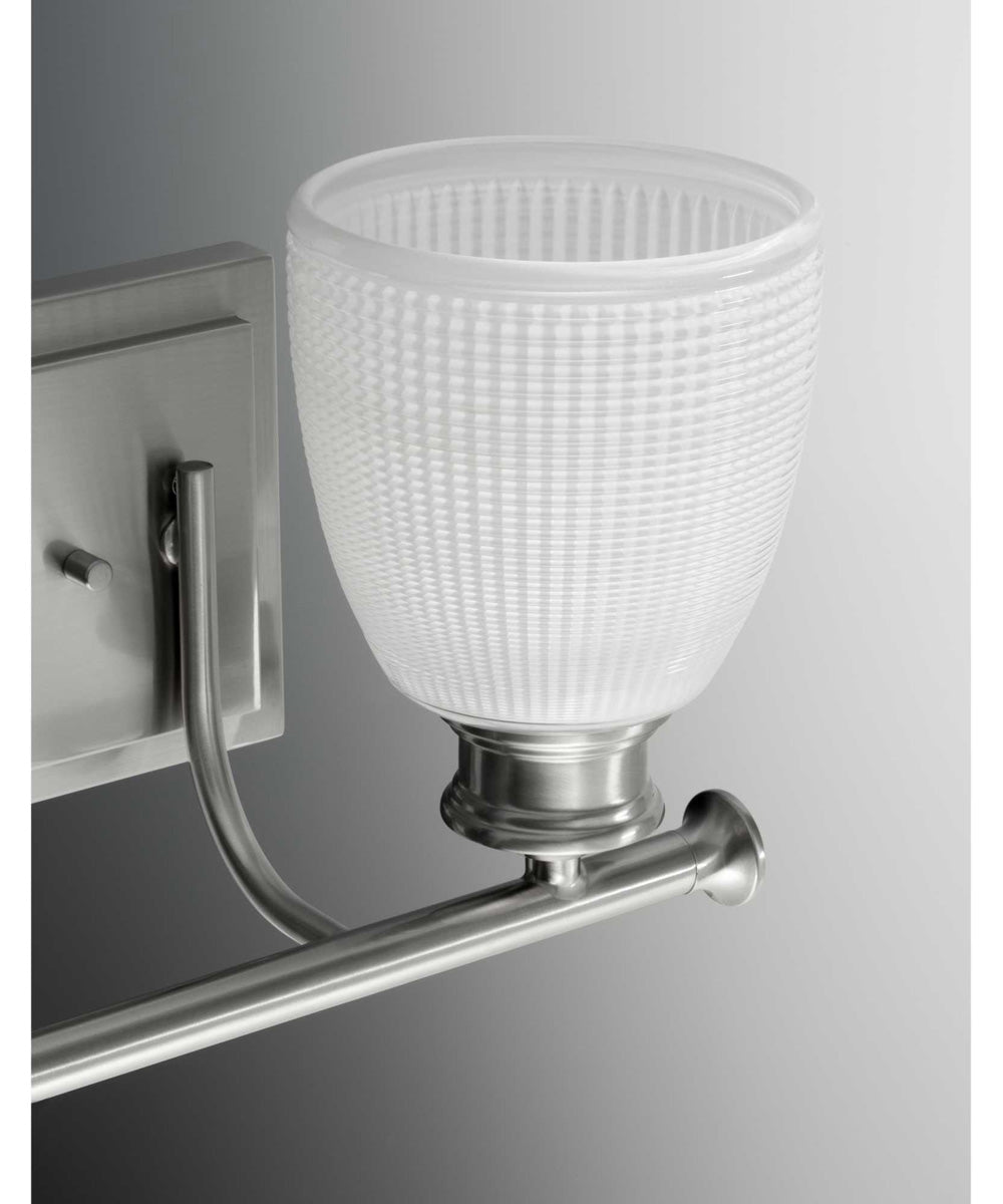 Lucky 1-Light Frosted Prismatic Glass Coastal Bath Vanity Light Brushed Nickel