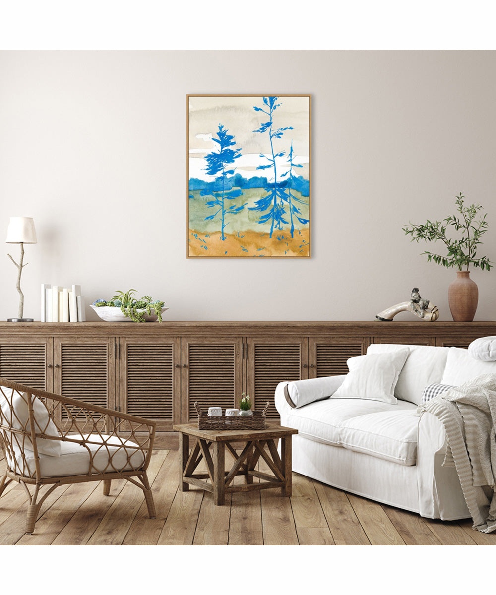 Framed Cerulean Spruce Trees II by Jacob Green Canvas Wall Art Print (32  W x 42  H), Sylvie Maple Frame