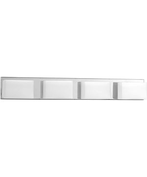 Ace LED 4-Light Etched Glass Modern LED Bath Vanity Light Polished Chrome