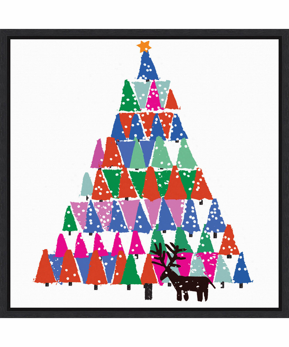 Framed Christmas Tree by Jenny Frean Canvas Wall Art Print (22  W x 22  H), Sylvie Black Frame