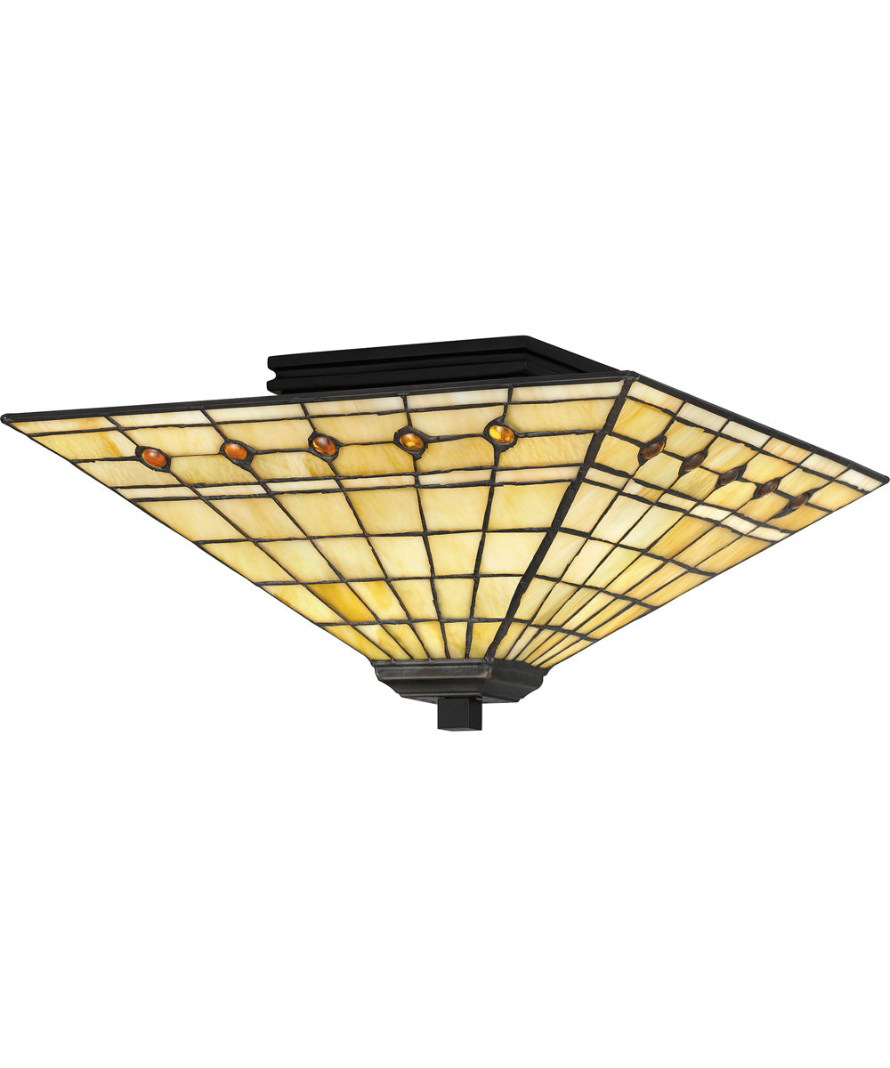 Tiffany Medium 2-light Flush Mount Matte Black