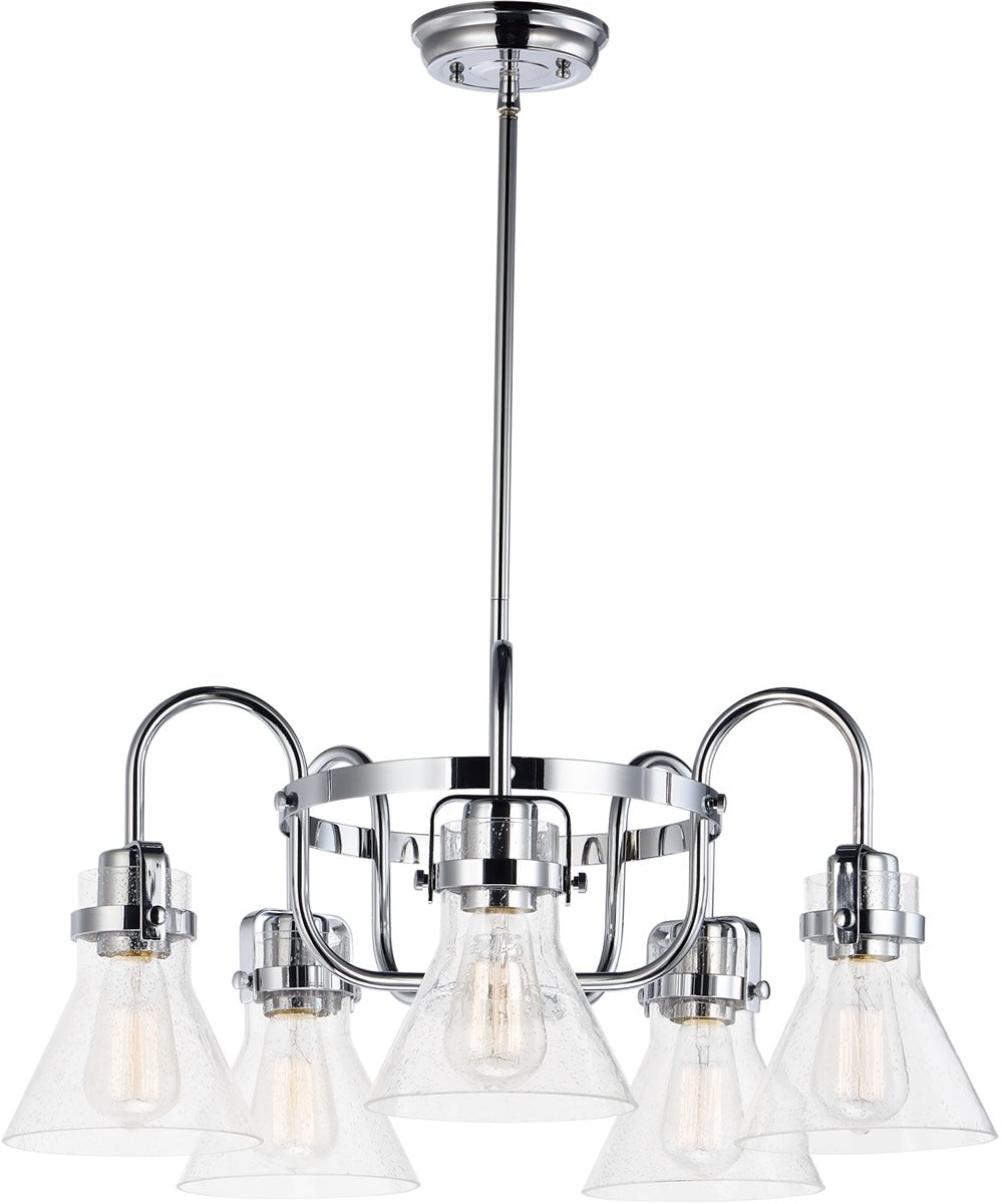 24"W Seafarer 5-Light Chandelier With Bulbs Polished Chrome