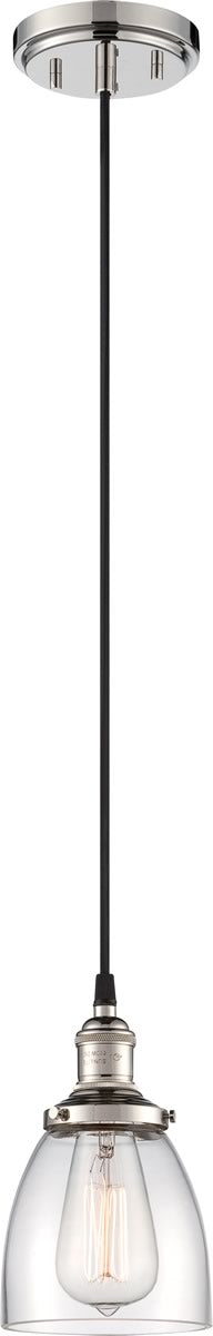 5"W Vintage 1-Light Pendant Polished Nickel