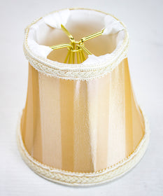 5"W x 4"H Beige/EggShell Striped Stretch Clip-On Candlelabra Clip-On Lamp shade