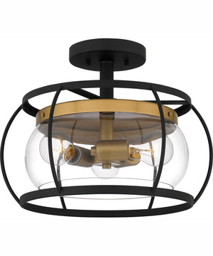 Thyme 3-light Semi Flush Mount Earth Black