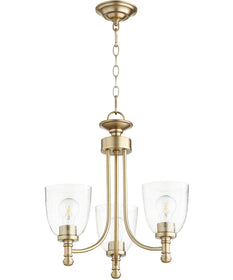 18"W Rossington 3-light Chandelier Aged Brass w/ Clear/Seeded