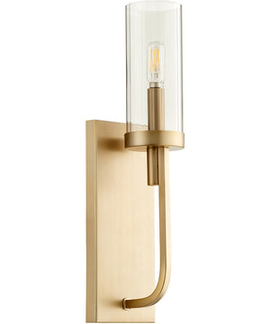 Ladin 1-light Wall Mount Light Fixture Aged Brass w/ Smoke Glass