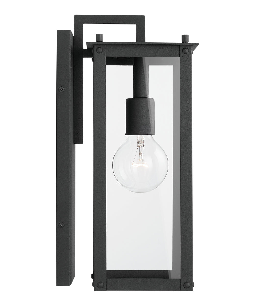 Hunt 1-Light Outdoor Wall Mount Rain or Shine - Black with Clear Glass
