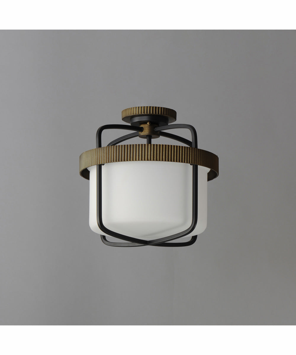 Ruffles 3-Light Semi Flush Mount Black / Antique Brass