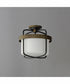 Ruffles 3-Light Semi Flush Mount Black / Antique Brass